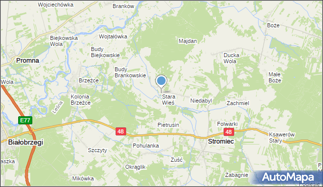 mapa Stara Wieś, Stara Wieś gmina Stromiec na mapie Targeo